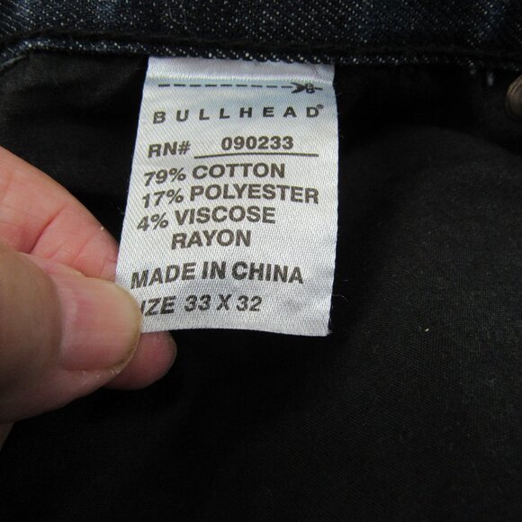 Bullhead Rincon Slim Straight Mid Rise Dark Wash Men's Blue Jeans 33X32 - Picture 11 of 11